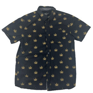420 Cannibis Leaves Eighty Eight Men's Size Medium Button Down Short Sleeve